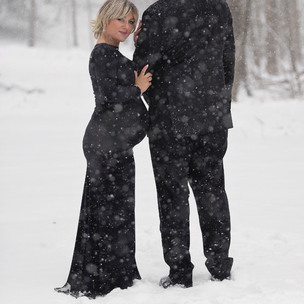 Black maternity shoot dress